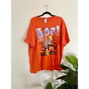 Vintage Basic Editions Boo Glittery Happy Halloween Tshirt Size XL 100% cotton